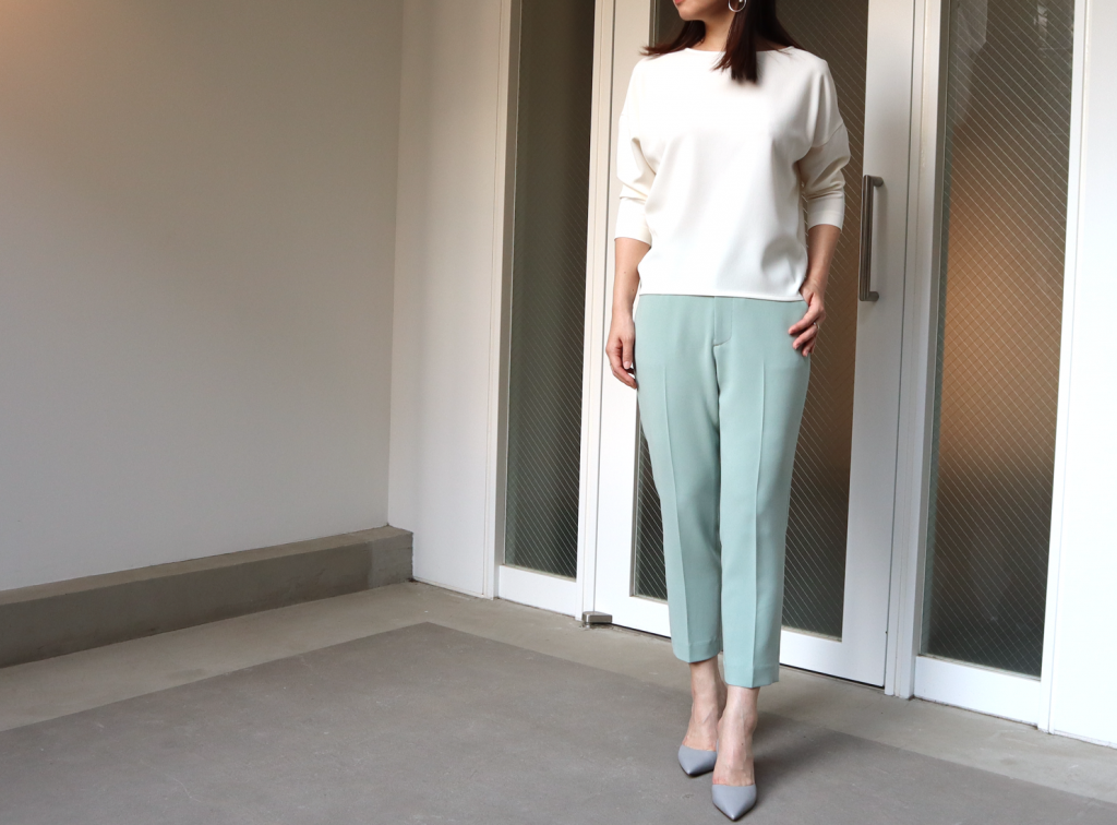 ソージュ soeju センタープレスパンツ ネイビー L カジュアルパンツ パンツ レディース 売筋品
