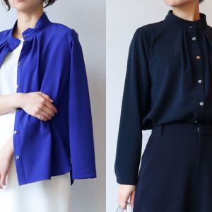 オンライン格安 SOEJU スタンドカラータックブラウスNAVY - トップス